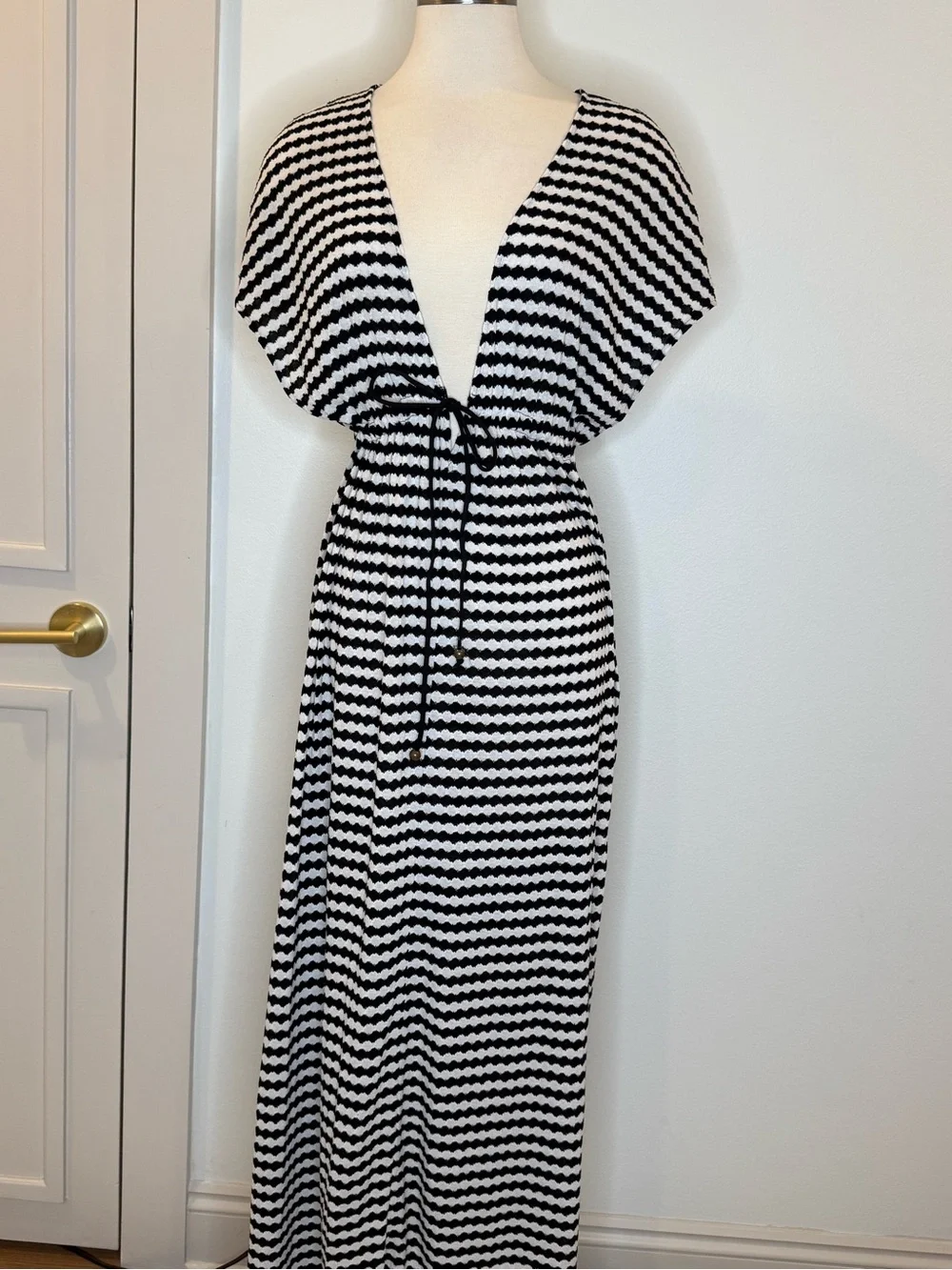 Victoria's Secret Black and White Striped Swim Coverup